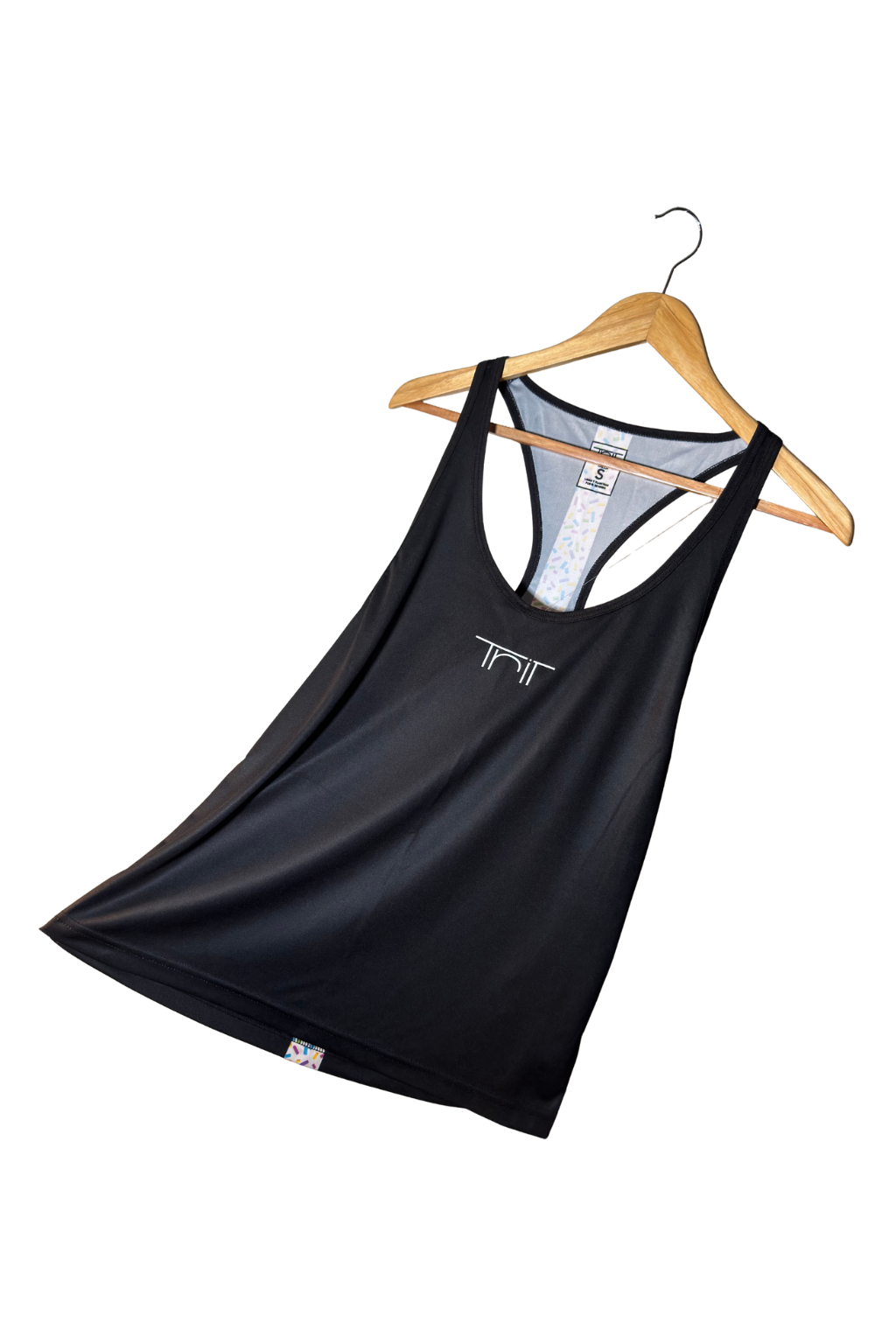 Polera Vainilla Arcoíris Negra "Sin Mangas"