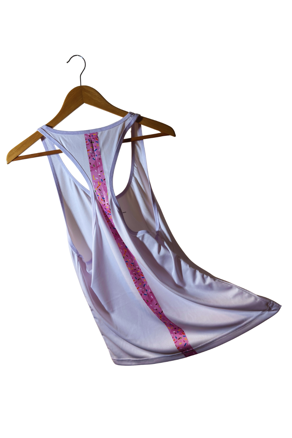 Polera Frutilla Arcoíris Blanca "Sin Mangas"